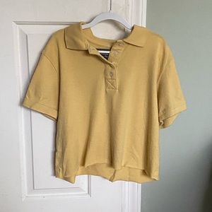 Abercrombie & Fitch yellow cropped polo tee